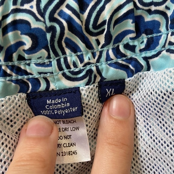 Vineyard Vines 7” Printed Chappy Shark Blue Lined Drawstring Swim Trunks Shorts - Picture 8 of 10